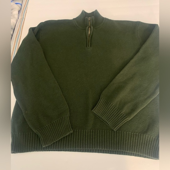 Timberland Men Army Green Quarter Zip  Cotton Sweater L Military Outdoors Hiking - Picture 1 of 9